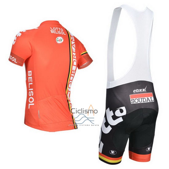Lotto Belisol Ropa Ciclismo Culotte Corto 2014 Mangas Cortas Naranja